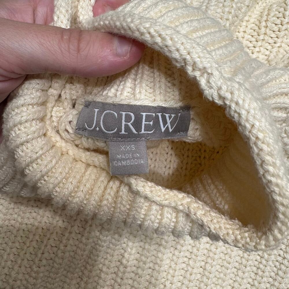 J. Crew Ivory Chunky Knit Relaxed Rollneck Turtleneck XXS Slouchy Oversized - Picture 7 of 8